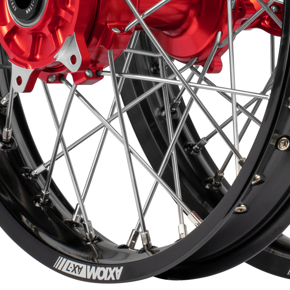 Axiom Honda CRF250-450X 2004-17 "Cush Drive" Black Rim / Red Hub 21x1.6/18x2.15 Complete Wheel Set