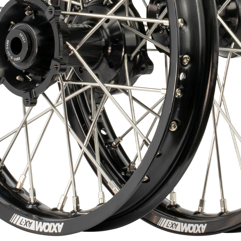 Axiom KTM / Husqvarna / Gas Gas 85cc BW 2021-24 Black Rim / Black Hub 19x1.6/16x1.85 Complete Wheel Set