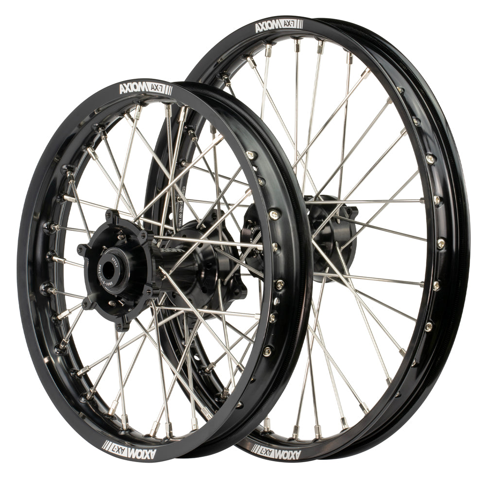 Axiom KTM / Husqvarna / Gas Gas 85cc BW 2021-24 Black Rim / Black Hub 19x1.6/16x1.85 Complete Wheel Set