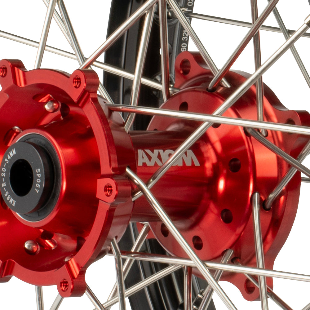 Axiom KTM / Husqvarna / Gas Gas 85cc SW 2021-24 Black Rim / Red Hub 17x1.4/14x1.60 Complete Wheel Set