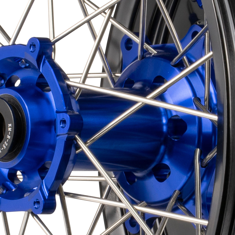 Axiom KTM / Husqvarna / Gas Gas 2003-24 Black Rim / Blue Hub / Blue Nipples 17x.3.5/17x4.25 Supermoto Wheels