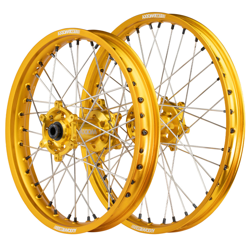 Axiom Yamaha YZ-YZF 2009-24 Gold Rim / Gold Hub / Black Nipples 21x1.6/19x2.15 Complete Wheel Set