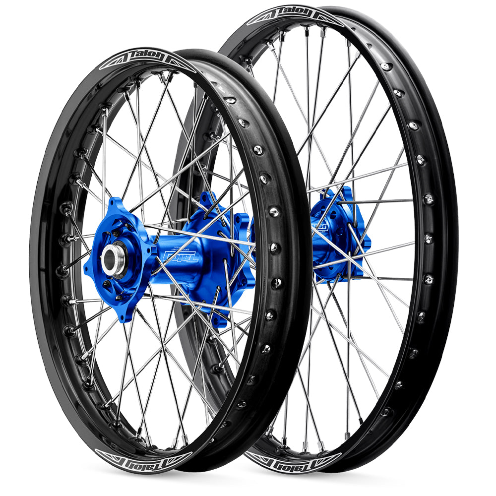 Talon Yamaha YZ250-450F 2014-2024 21/19 Black Rim/Blue Hub Wheel Set