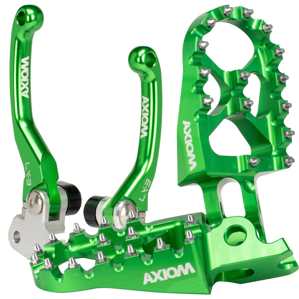 Axiom Kawasaki KX250-450F 06-12 Green Brake & Clutch Lever / Footpeg Kit