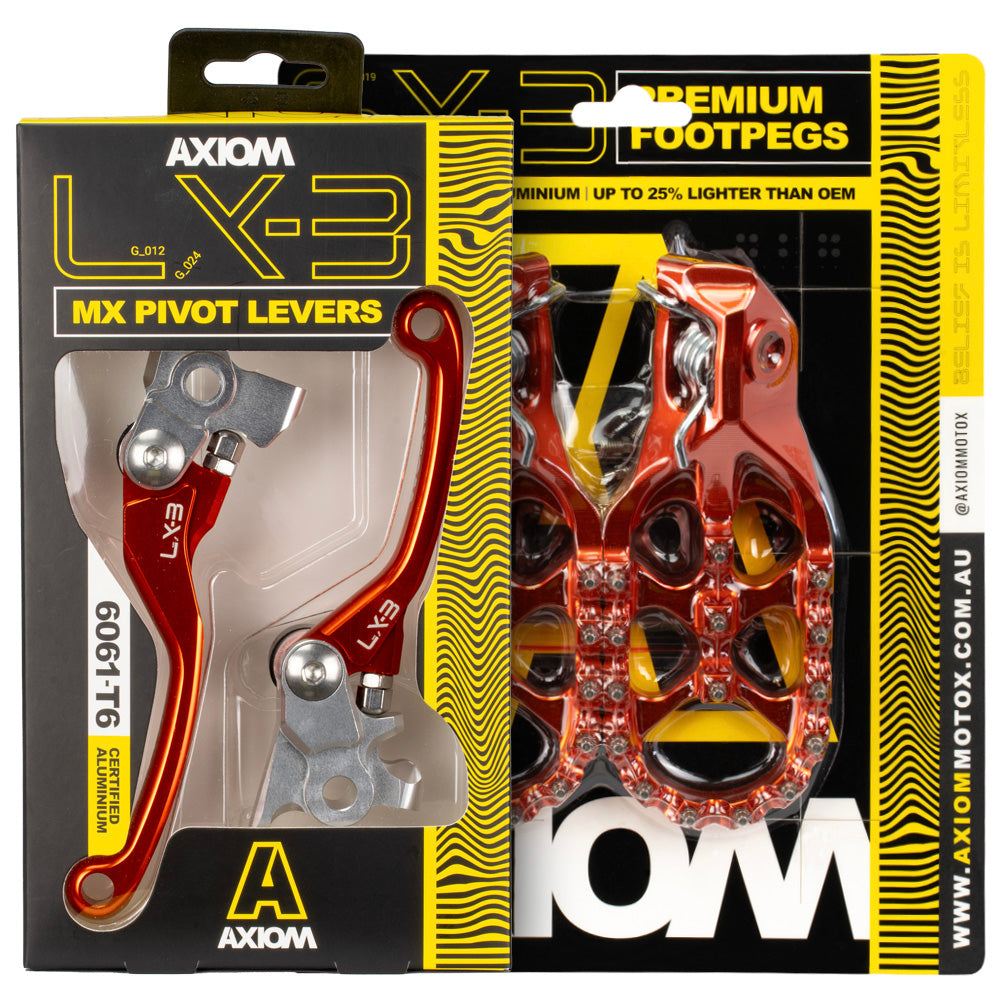 Axiom KTM SX-SXF 2023-24 / EXC-EXCF 2024 Orange Brake & Clutch Lever / Footpeg Kit