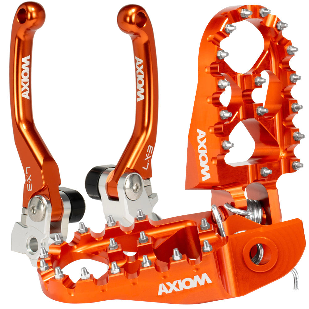 Axiom KTM SX125 05-08 / SX 250 05 / SXF250 05-06 / SXF450 07-08 / EXC400-450-525 05-07 Orange Brake & Clutch Lever / Footpeg Kit