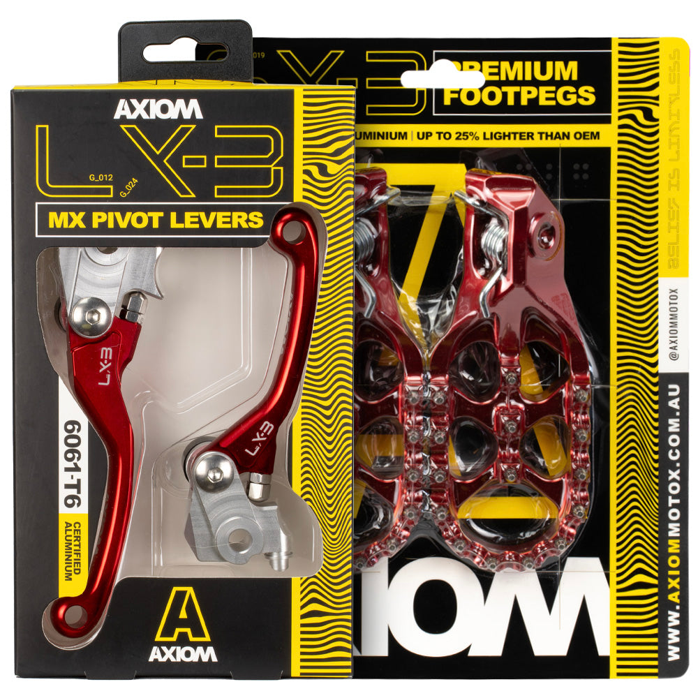 Axiom Gas Gas EC-MC 125-250-300-350-450-500F 2024 Red Brake & Clutch Lever / Footpeg Kit