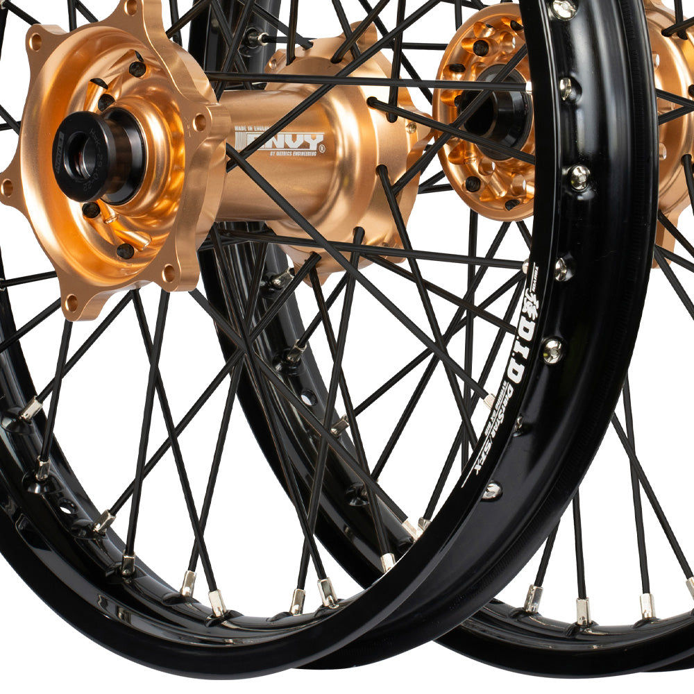 Envy/DID 21/19 KTM SX-SXF 15-22, Husqvarna TC-FC 16-22 Black Rim / Copper Hub Black Spokes Wheel Set