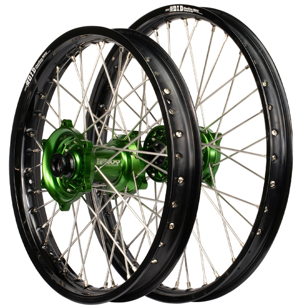 Envy/DID Kawasaki KX125-250/KX250-450F 06-18 Black/Green Wheel Set