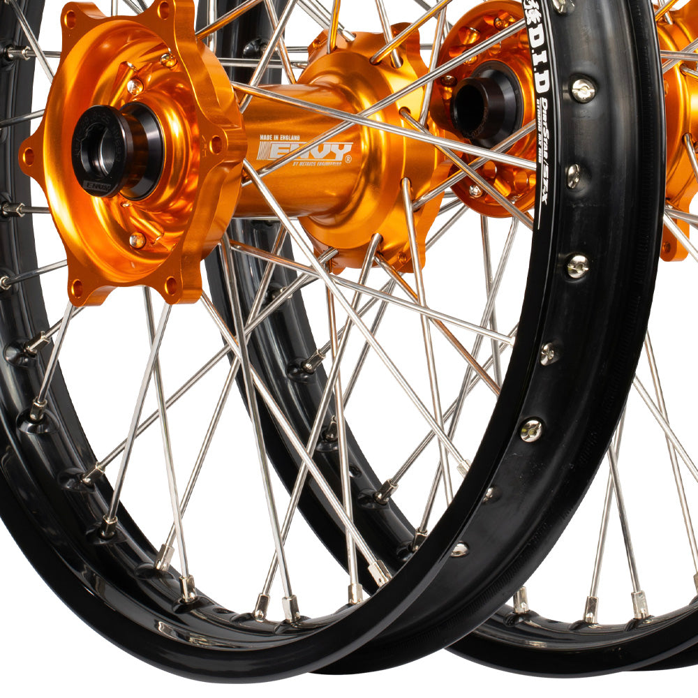 Envy/DID 21/18 KTM SX-SXF 15-22, Husqvarna TC-FC 16-22 Black/Orange Wheel Set
