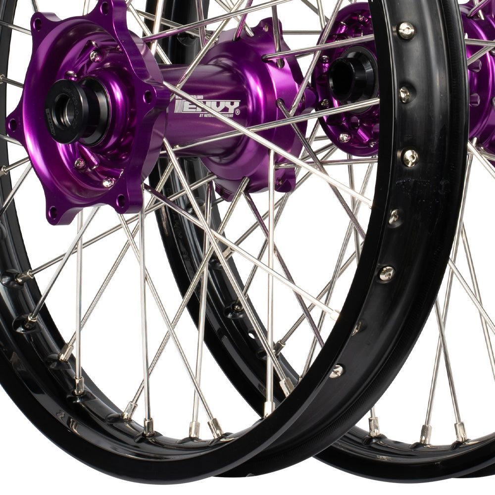 Envy/DID Kawasaki KX125-250-500 1993-98 Black/Purple Wheel Set