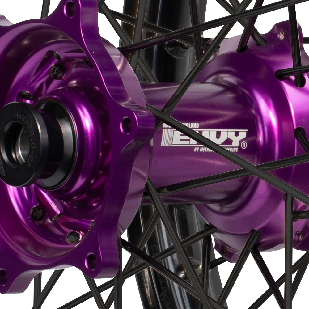 Envy/DID 21/19 Yamaha YZ125-250 08-23 / YZ250-450F 07-08 Black Rim / Purple Hub Black Spokes Wheel Set