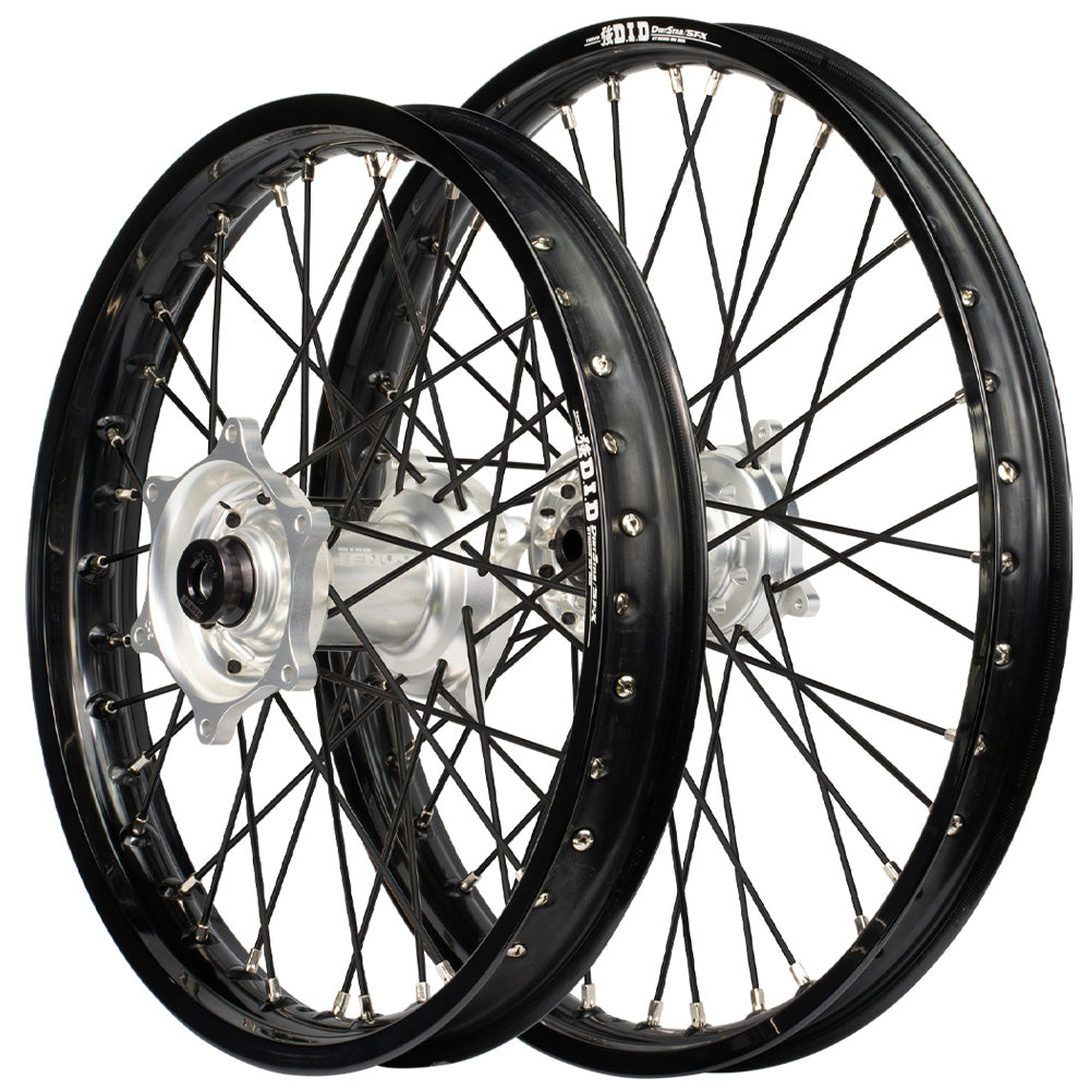 Envy/DID 21/19 Kawasaki KX125-250-250F 04-05 Black Rim / Silver Hub Black Spokes Wheel Set
