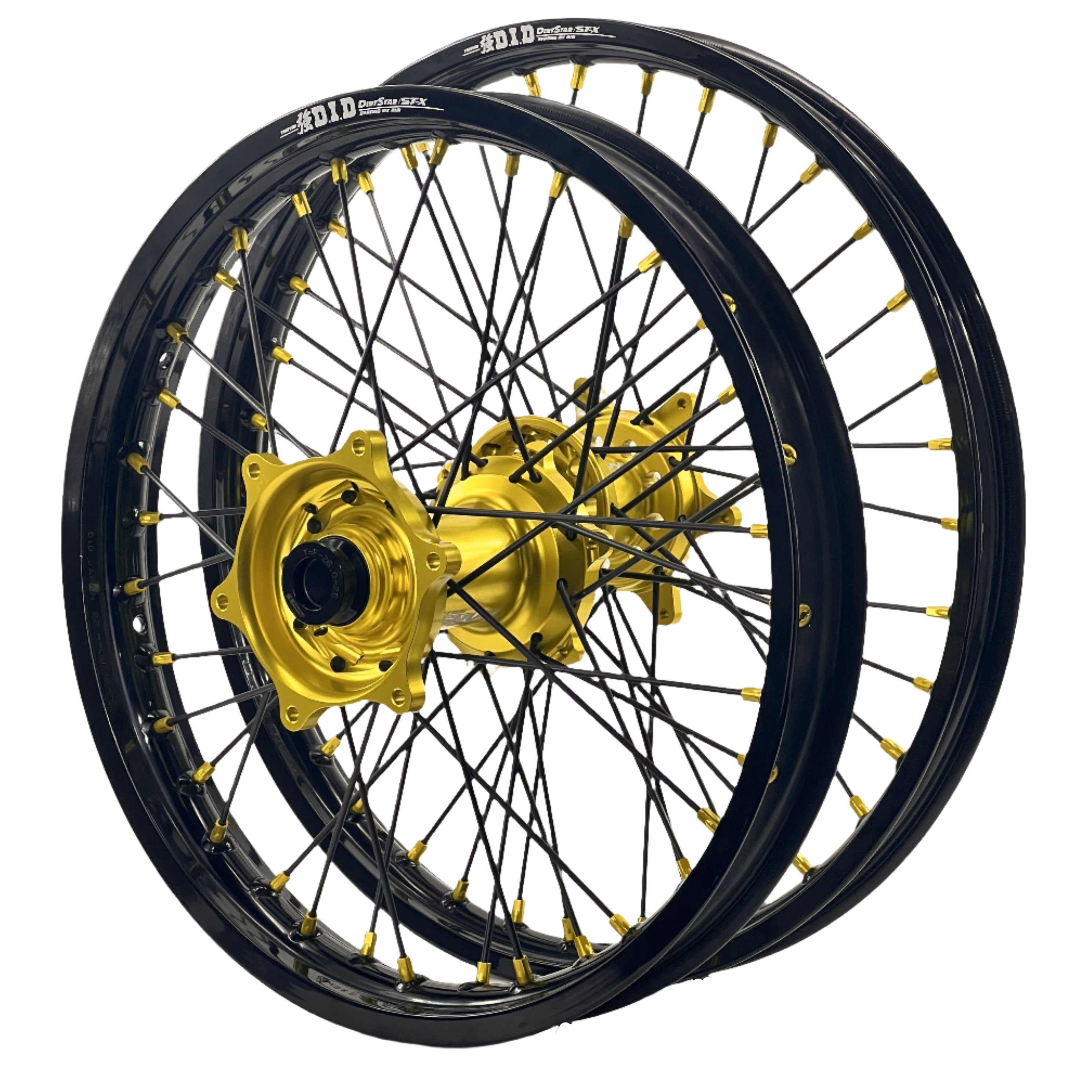 ENVY / DID 21/19x2.15 Triumph TF250-X 2024-25 Black Rim /High Viz Hub with Black Spokes/ High-Viz Nipples Wheel Set