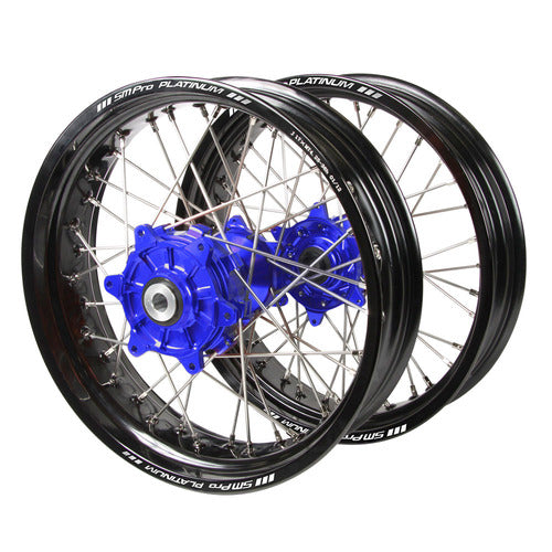 SM PRO Husqavarna TC-FC-TE-FE 2014-2024 Cush Drive 17x3.5/17x4.25 Black/Blue Supermoto Wheel Set