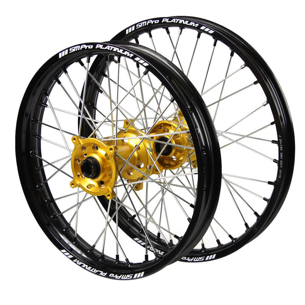 SM PRO Suzuki RMZ250-450 2007-2024 21/18 Black/Gold Wheel Set