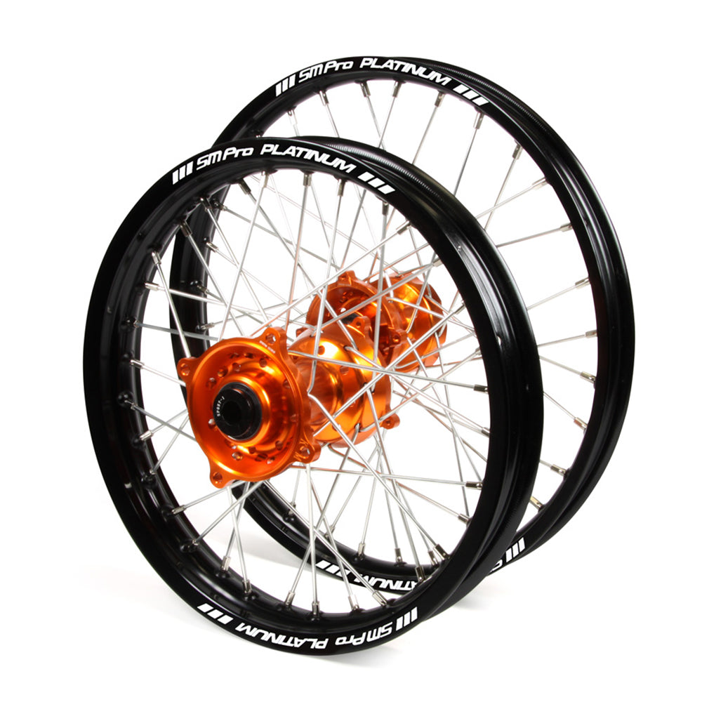 SM PRO KTM 50SX 2014-2024 12x1.60/10x1.60 Black/Orange Wheel Set