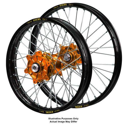 KTM 790-890 Adventure 2019-2024 (21x2.15/18x4.25) Black Excel Rim / Haan Orange Hubs wheel set